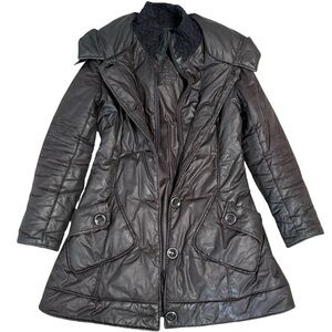 Mackage Coat jacket quilted with hood and leather trim size Small